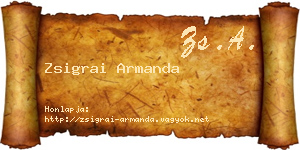 Zsigrai Armanda névjegykártya